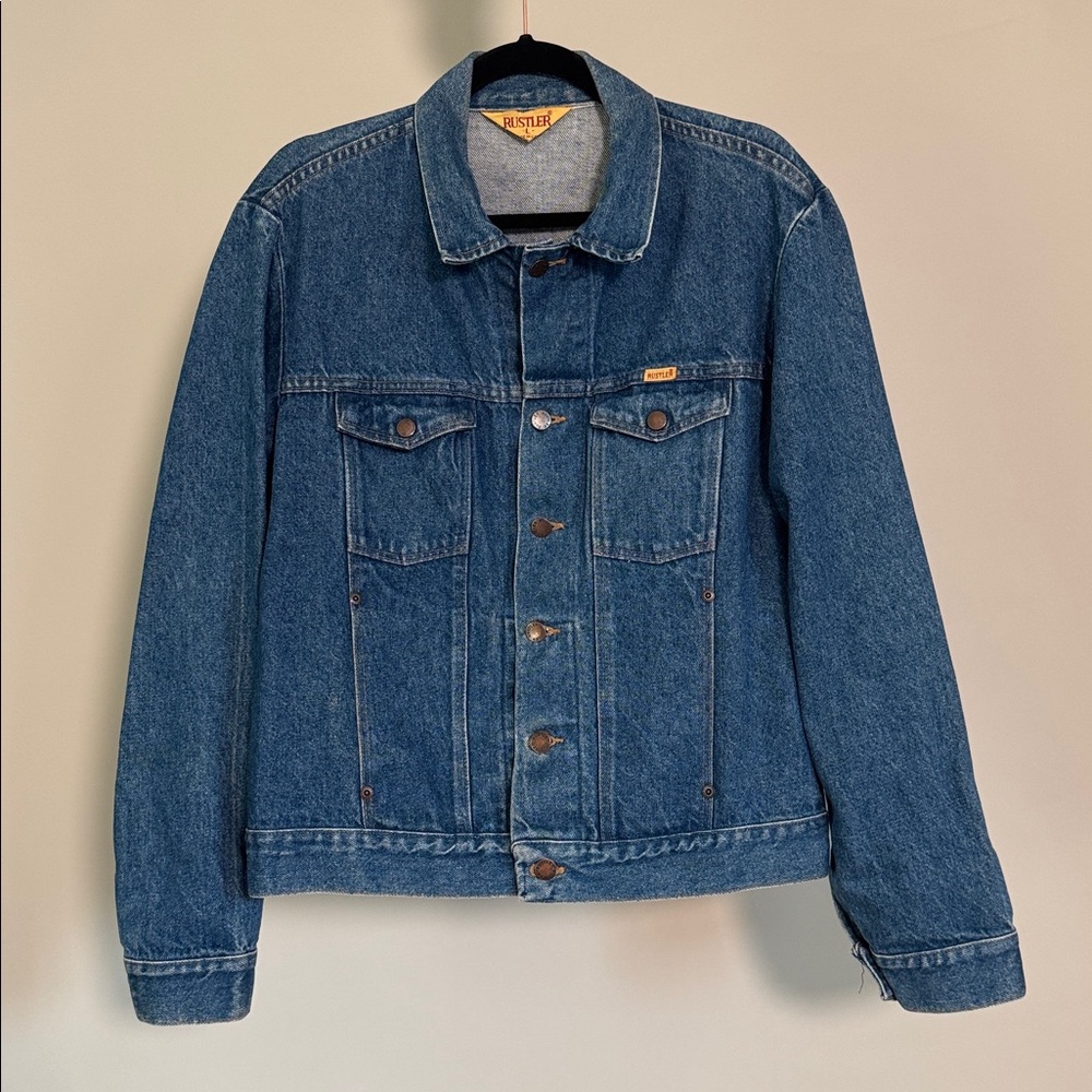 Vintage Rustler Unisex Classic Blue Denim Jacket, Size L